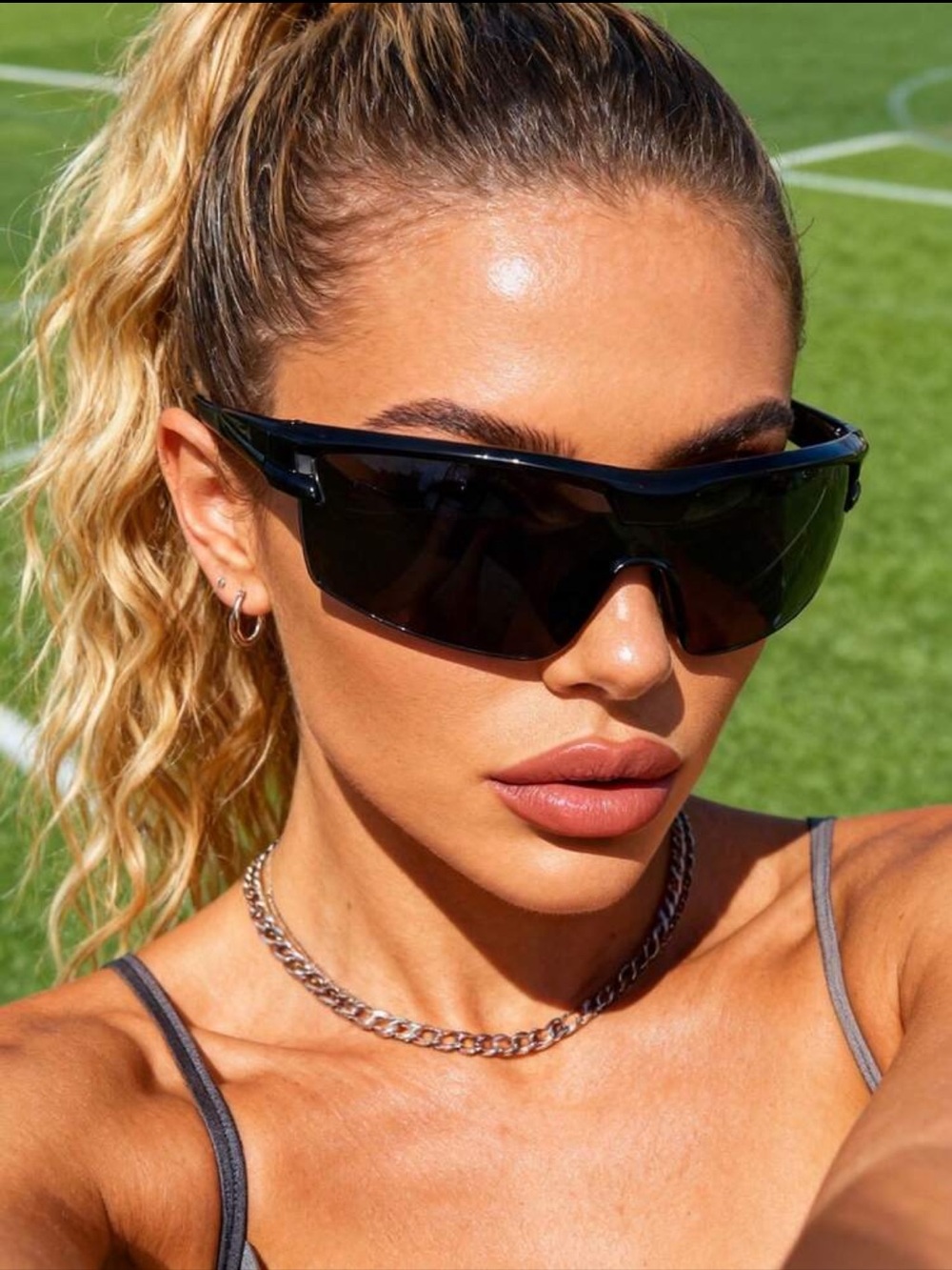 Black Sport Shield Sunglasses | Y2K Sport Wraparound Sunglasses | Unisex